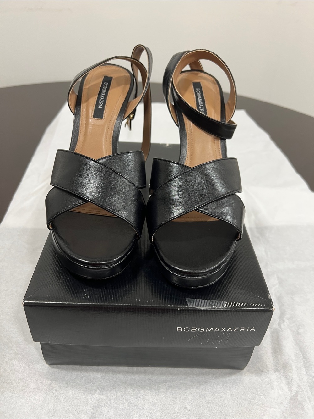 BCBGMAXAZRIA Leah Platform Dress Sandals, Size 10